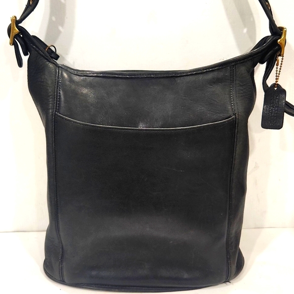 Vintage Coach Slim Black Leather Duffle Tote Shoulder Bag 9060 - Picture 16 of 16